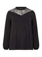 Wasabi - Thelma 3 Bluse med Blonde, Sort